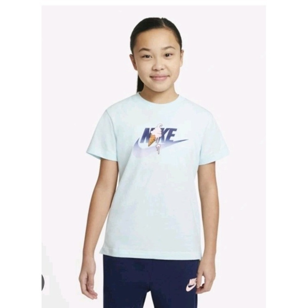 Nike Girls Glacier Blue T-shirt Ice Cream Graphic Retired XL 14/16 EUC Summer